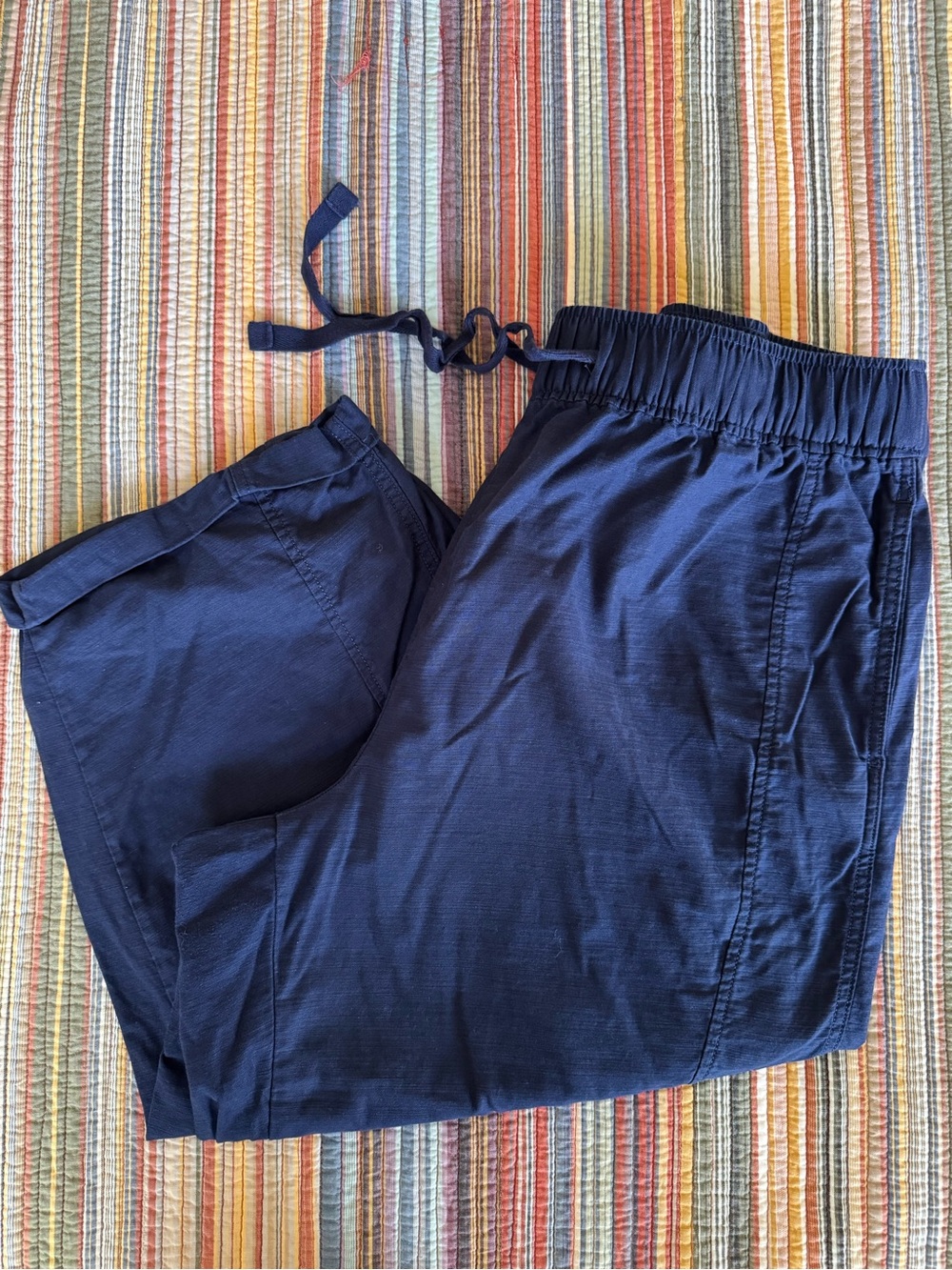 Lane Bryant Navy Soft Slub Capri Pants 18/20 Women's elastic stretch wide leg
